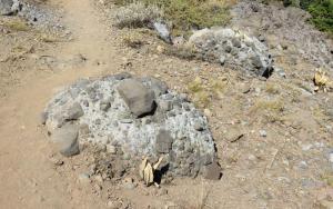 picture of “cement rocks” next to the Pacific Crest Trail