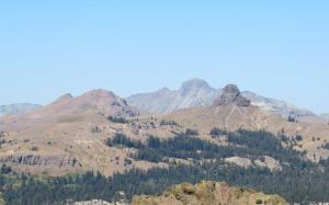 picture of view of nearby peaks: Jeff Davis Peak (right), The Nipple (left), and possibly Round Top (center)