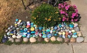 picture of display of painted river rocks